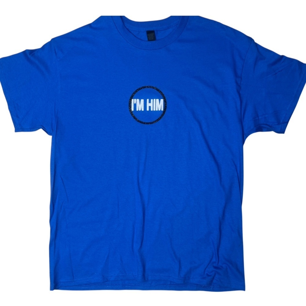 Sz Large I’m him Royal Blue graphic Tee